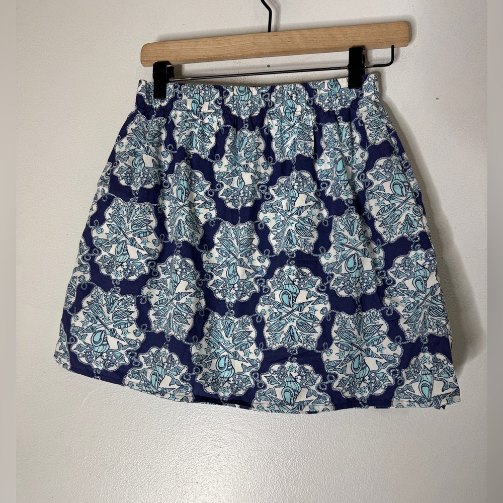 Lilly Pulitzer XS Hey Sailor Somerset‎ Skirt Pockets Shells Mermaid Blue